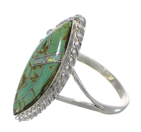 Southwest Turquoise Opal Genuine Sterling Silver Ring Size 6-3/4 YX88832